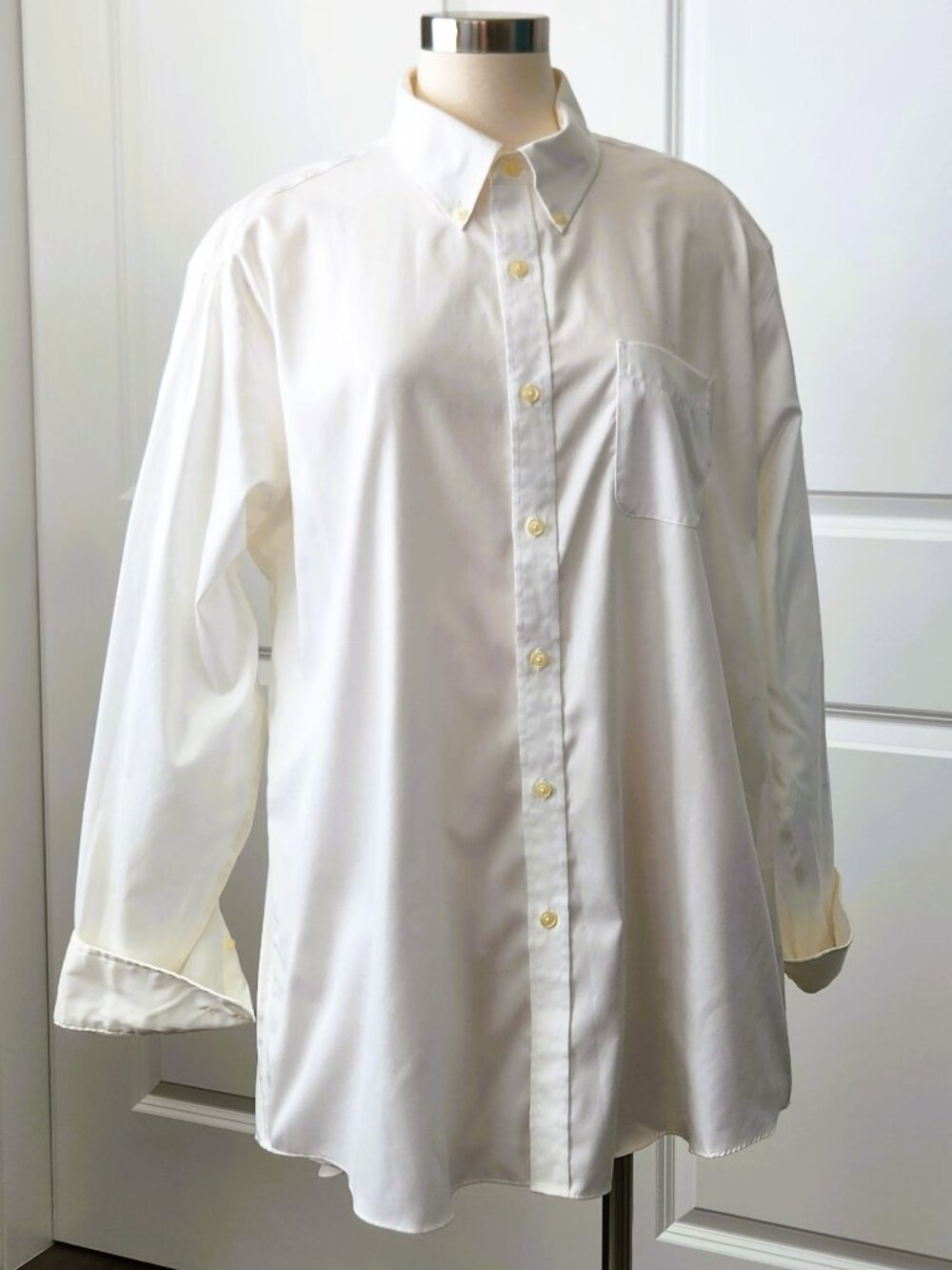 Men's Merona Long-Sleeved White Button-Down Shirt Business Casual Size XL